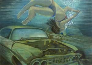 Underwater Auto 40''h x 54''w Inches Pastel & Mixed Media on Fabriano Paper