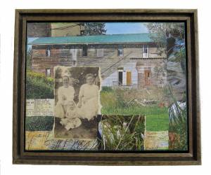 In the Southern Tier  (Framed in Recycled Wood)  9.5"h x 11.5"w x 2"d  Mixed Media with found photo