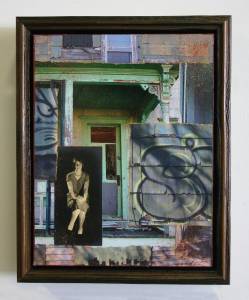 Silk Stockings  (Framed in Recycled Wood)  12.25"h x 19.5"w x 2.75"d  Mixed Media with found photo