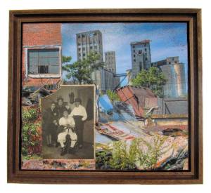 The Fantastic Four  (Framed in Recycled Wood)  9.5"h x 11.5"w x 2"d  Mixed Media with found photo