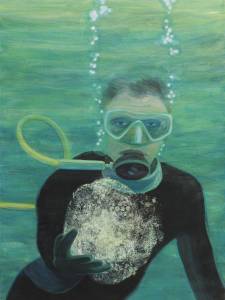 Diving for Plastics 4 20''h x 16''w Inches Acrylic on Canvas