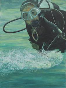 Diving for Plastics 3 20''h x 16''w Inches Acrylic on Canvas